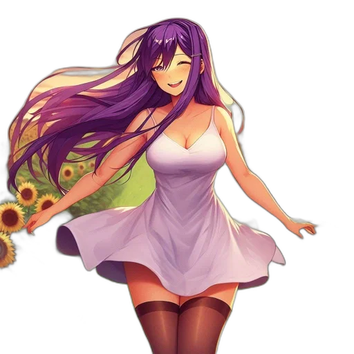 dress, weapon, flower, staff, anime, fantasy art, pixel art, concept art transparent PNG cut-out