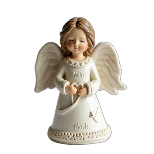 jewelry, 3d render, photorealistic, concept art, ceramic, figurine, angel, heart-shaped transparent PNG cut-out