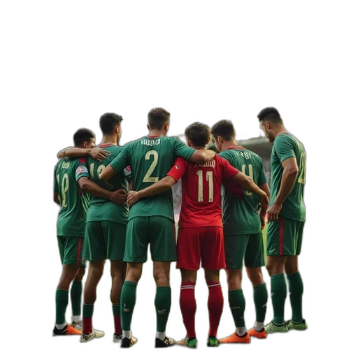 robot, staff, mask, green, team, during, match, between transparent PNG cut-out