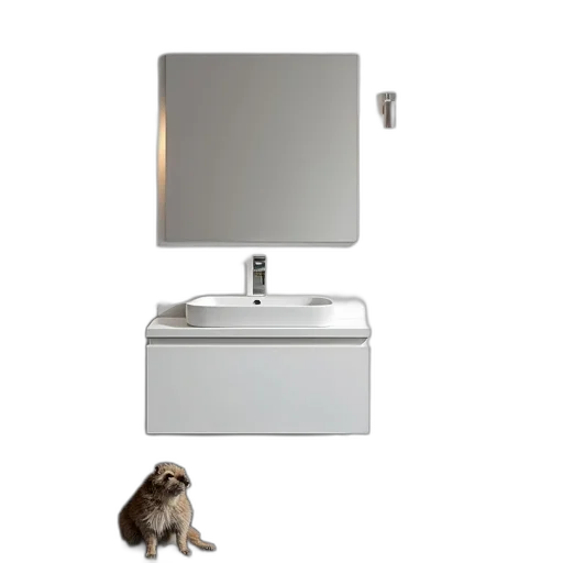furniture, robot, 3d render, modern, bathroom, white, sink, mirror transparent PNG cut-out
