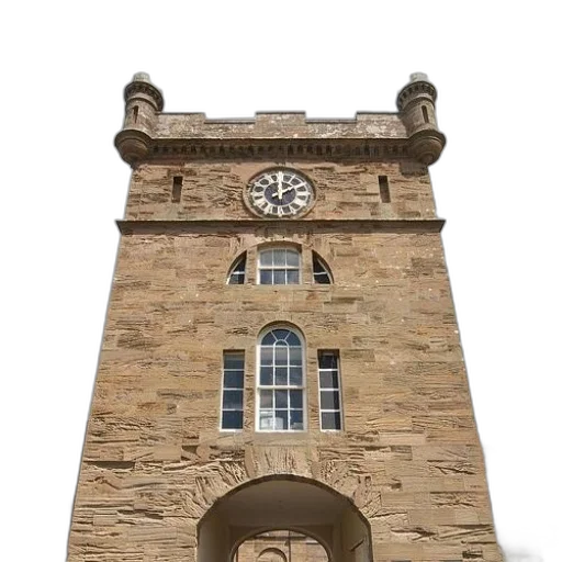 building, staff, umbrella, crown, photorealistic, 3d render, city street, stone transparent PNG cut-out