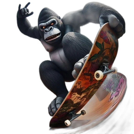 animal, creature, concept art, photorealistic, 3d render, cartoon, animated, gorilla transparent PNG cut-out