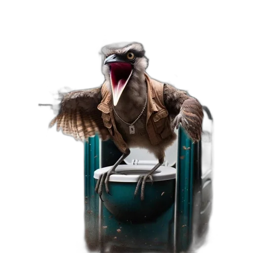 animal, jacket, creature, staff, concept art, photorealistic, 3d render, unusual transparent PNG cut-out