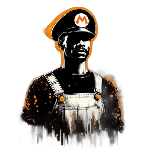 staff, face, concept art, pixel art, comic book art, cartoon, fire, stylized transparent PNG cut-out