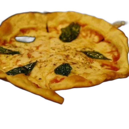 food, 3d render, photorealistic, freshly, baked, pizza, spinach, leaves transparent PNG cut-out