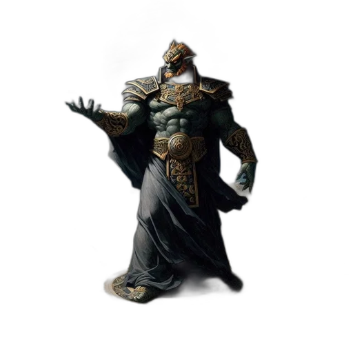 staff, creature, mask, sword, concept art, fantasy art, 3d render, pixel art transparent PNG cut-out