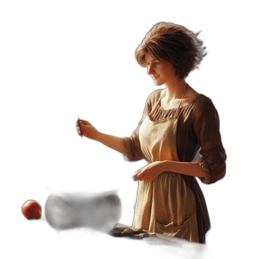 food, dress, staff, jewelry, oil painting, photorealistic, concept art, 3d render transparent PNG cut-out