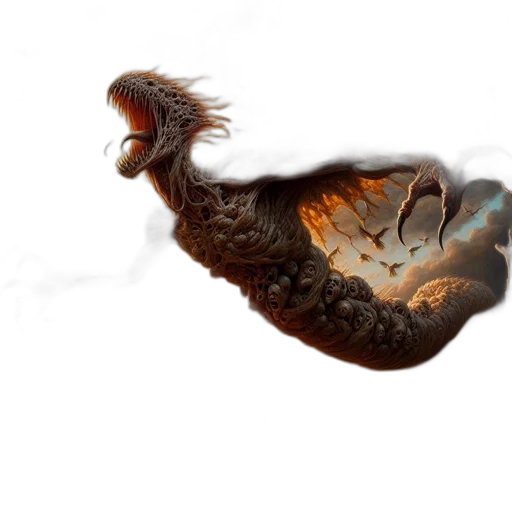 dragon, animal, creature, hair, fantasy art, concept art, photorealistic, watercolor transparent PNG cut-out