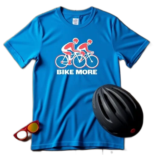 blue, t-shirt, graphic, three, cyclists, text, epore, bike transparent PNG cut-out
