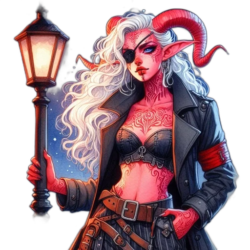 comic book art, fantasy art, concept art, pixel art, red, dark, mystical, red-skinned transparent PNG cut-out