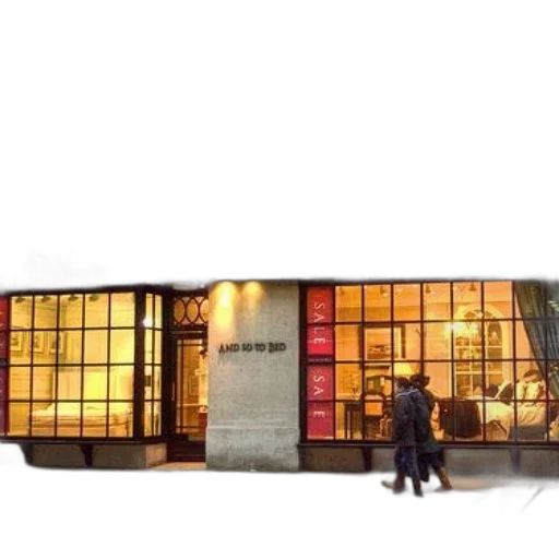 building, storefront, sign, bed, above, featuring, large, windows transparent PNG cut-out