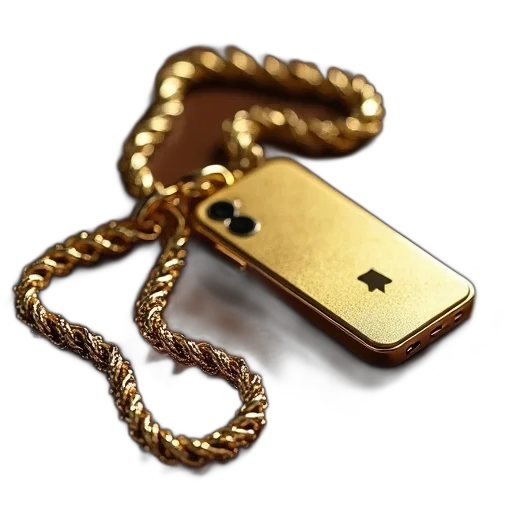 jewelry, weapon, staff, 3d render, golden, phone, charm, yellow transparent PNG cut-out