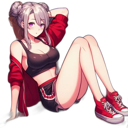 jacket, weapon, staff, shoes, pixel art, anime, cartoon, cyberpunk transparent PNG cut-out