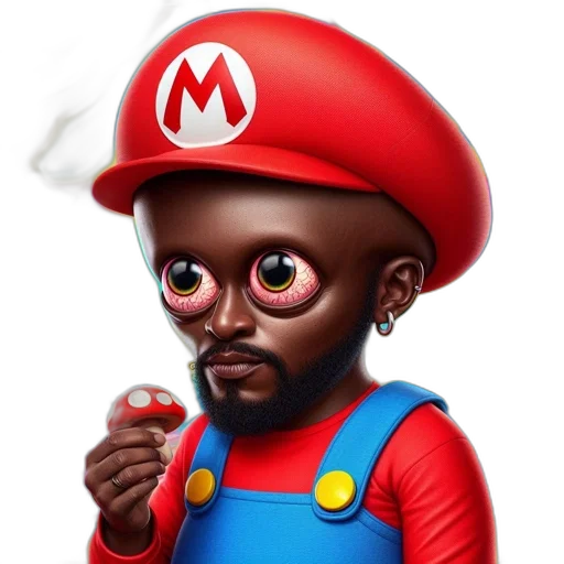 face, mask, concept art, pixel art, cartoon, 3d render, mario, super transparent PNG cut-out
