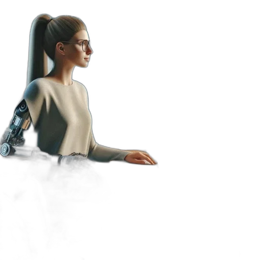 robot, dress, staff, concept art, 3d render, fantasy art, comic book art, outer space transparent PNG cut-out