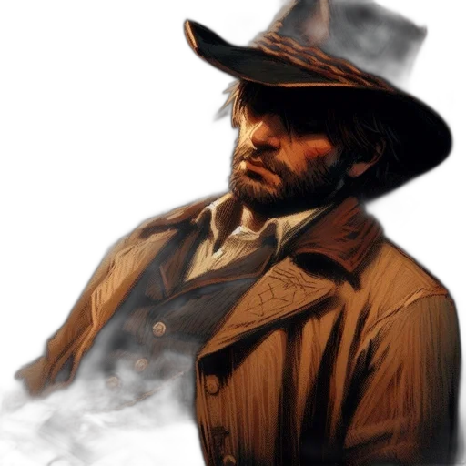 hat, jacket, weapon, photorealistic, concept art, comic book art, fantasy art, bearded transparent PNG cut-out
