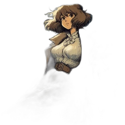 staff, creature, hair, jacket, watercolor, concept art, fantasy art, pixel art transparent PNG cut-out