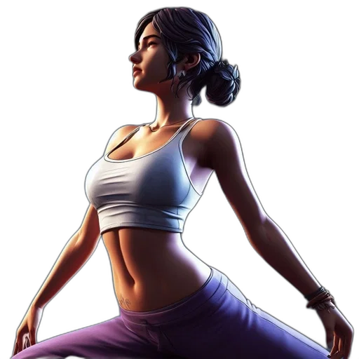 concept art, photorealistic, pixel art, 3d render, 3d-rendered, woman, defined, muscles transparent PNG cut-out
