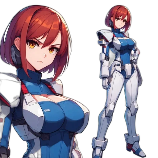 robot, weapon, dress, concept art, anime, pixel art, fantasy art, blue transparent PNG cut-out