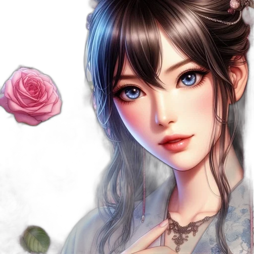 face, fantasy art, photorealistic, anime, concept art, blue, pastel, colorful transparent PNG cut-out