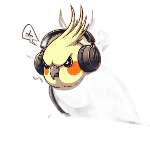 staff, creature, pixel art, concept art, watercolor, cartoon, cockatiel, sits transparent PNG cut-out