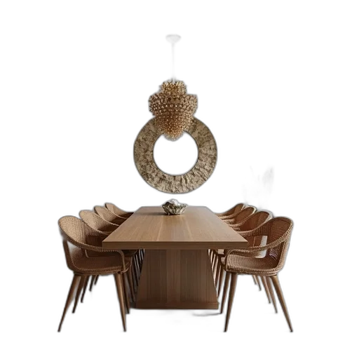 furniture, 3d render, earth tones, modern, dining, room, large, wooden transparent PNG cut-out