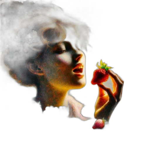 food, photorealistic, concept art, fantasy art, watercolor, fire, woman, golden transparent PNG cut-out