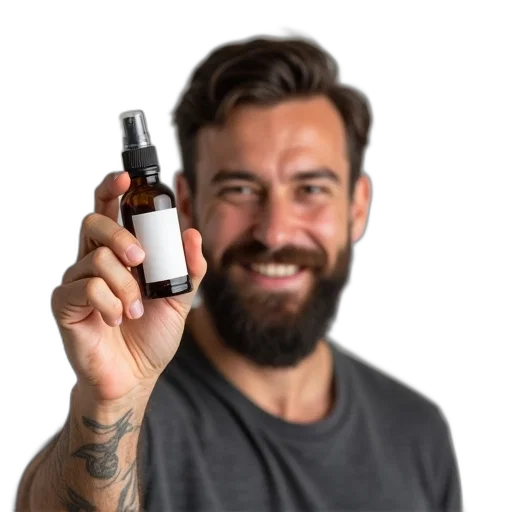 bottle, hair, face, weapon, man, beard, holding, small transparent PNG cut-out
