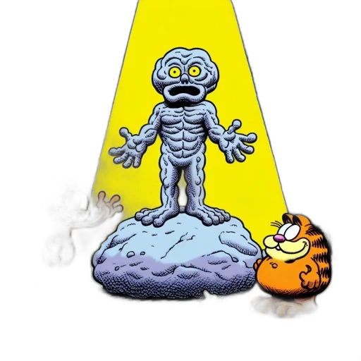 robot, creature, concept art, comic book art, pixel art, 3d render, outer space, fog transparent PNG cut-out