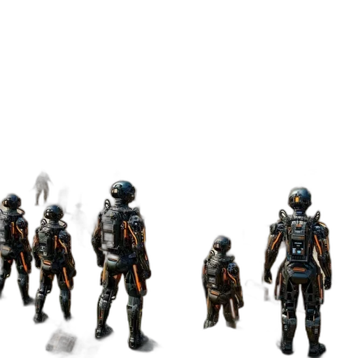robot, staff, concept art, pixel art, 3d render, comic book art, outer space, fog transparent PNG cut-out