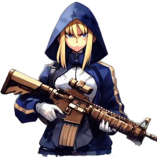weapon, staff, jacket, sword, pixel art, anime, concept art, cartoon transparent PNG cut-out