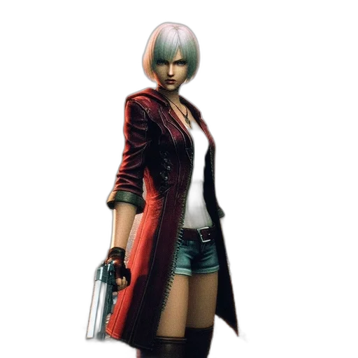 jacket, weapon, staff, concept art, cyberpunk, 3d render, comic book art, red transparent PNG cut-out