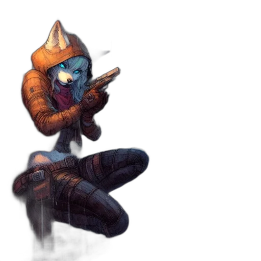 robot, mask, staff, weapon, concept art, fantasy art, cyberpunk, pixel art transparent PNG cut-out