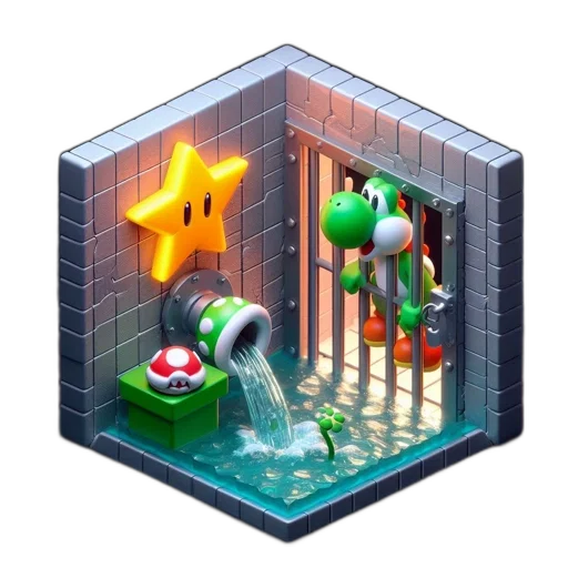 building, robot, furniture, weapon, 3d render, pixel art, concept art, underwater transparent PNG cut-out