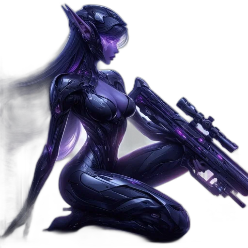 weapon, robot, concept art, cyberpunk, fantasy art, comic book art, dark, blue transparent PNG cut-out