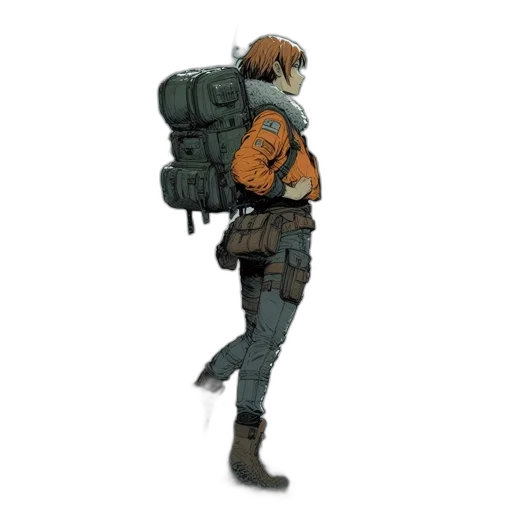 jacket, weapon, staff, robot, concept art, 3d render, pixel art, cyberpunk transparent PNG cut-out
