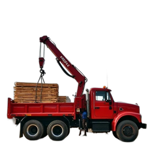 furniture, staff, weapon, 3d render, photorealistic, red, crane, truck transparent PNG cut-out
