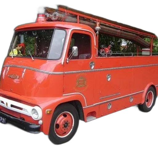 car, 3d render, vintage, red, fire, truck, hoses, equipment transparent PNG cut-out