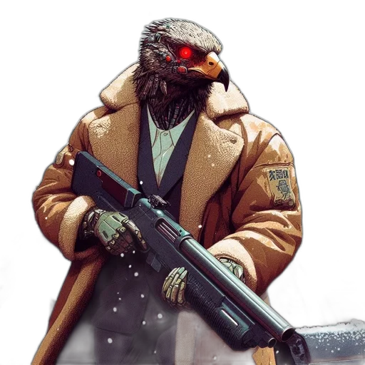 jacket, animal, creature, concept art, cyberpunk, comic book art, fantasy art, futuristic transparent PNG cut-out