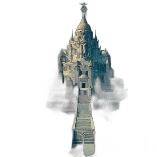 building, crown, sword, weapon, concept art, 3d render, pixel art, photorealistic transparent PNG cut-out
