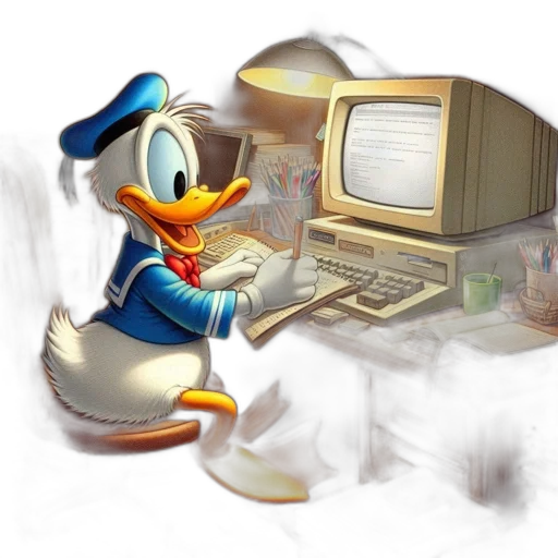 3d render, concept art, pixel art, photorealistic, donald, duck, shown, sitting transparent PNG cut-out