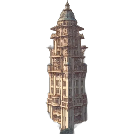 building, umbrella, staff, dress, concept art, 3d render, photorealistic, pixel art transparent PNG cut-out
