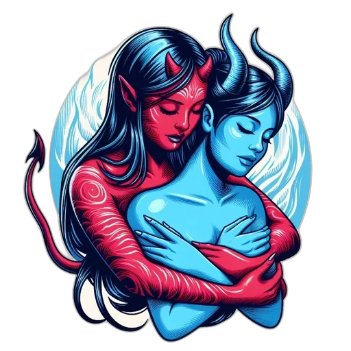 fantasy art, comic book art, concept art, pixel art, neon lights, fire, blue, red transparent PNG cut-out