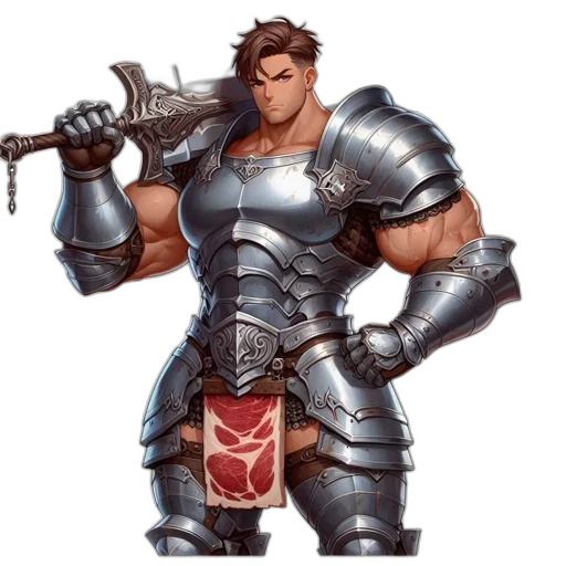 sword, weapon, concept art, fantasy art, 3d render, comic book art, muscular, man transparent PNG cut-out