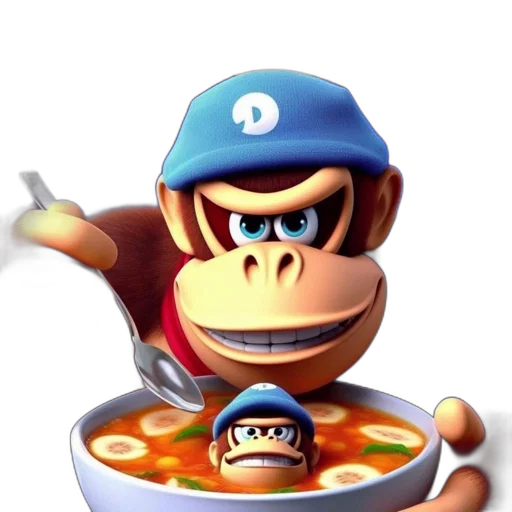 food, animal, concept art, 3d render, two, anthropomorphic, gorillas, one transparent PNG cut-out