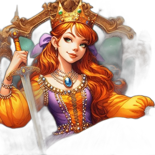 crown, jewelry, staff, sword, fantasy art, concept art, pixel art, photorealistic transparent PNG cut-out