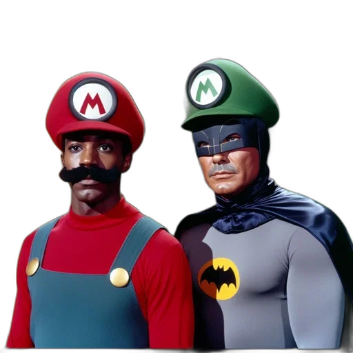 mask, hat, concept art, comic book art, 3d render, pixel art, two, individuals transparent PNG cut-out