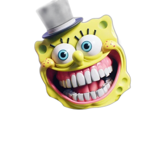 mask, hat, robot, face, 3d render, concept art, photorealistic, spongebob transparent PNG cut-out