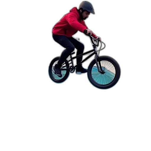 creature, 3d render, person, performing, trick, bmx, bike, empty transparent PNG cut-out