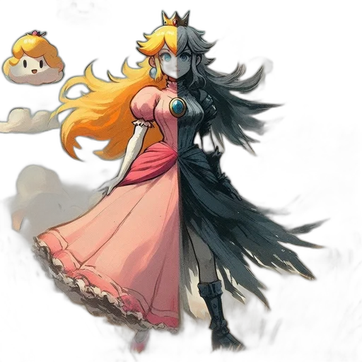 dress, crown, mask, staff, concept art, fantasy art, pixel art, anime transparent PNG cut-out